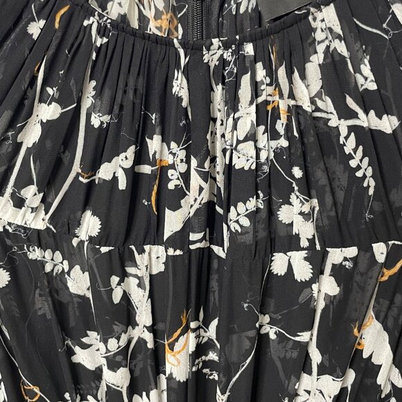 The Kooples Paris Black Short Floral Print Dress with Gathers Women’s Size 0 - Picture 6 of 12